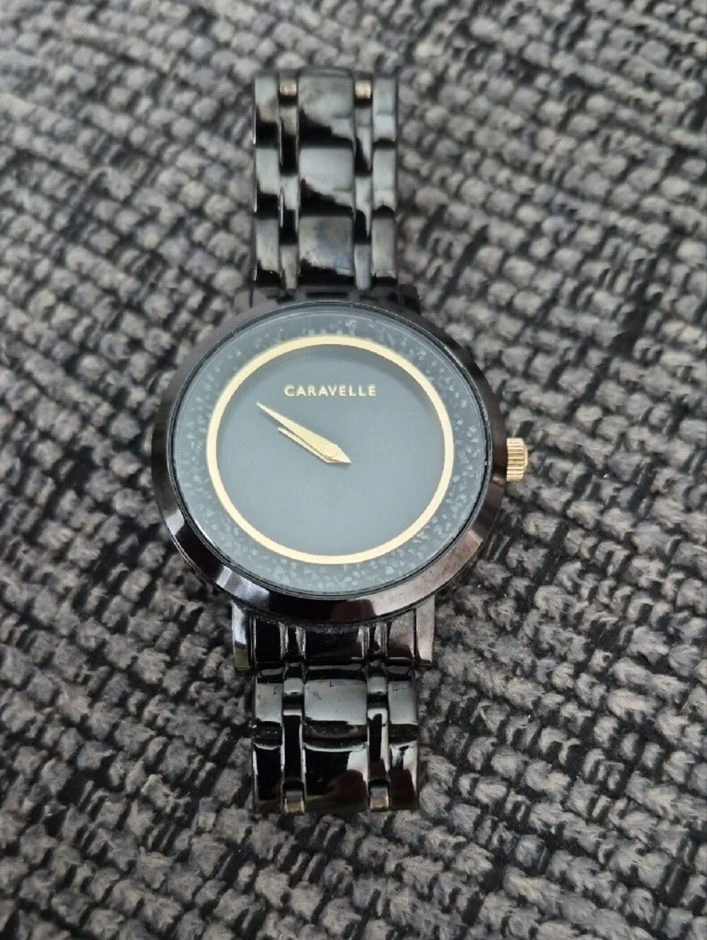 Caravelle By Bulova Black and Gold Glam Bracelet Watch